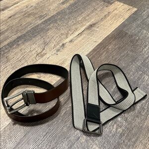 2 Stylish Brown and Cream Men's Belts